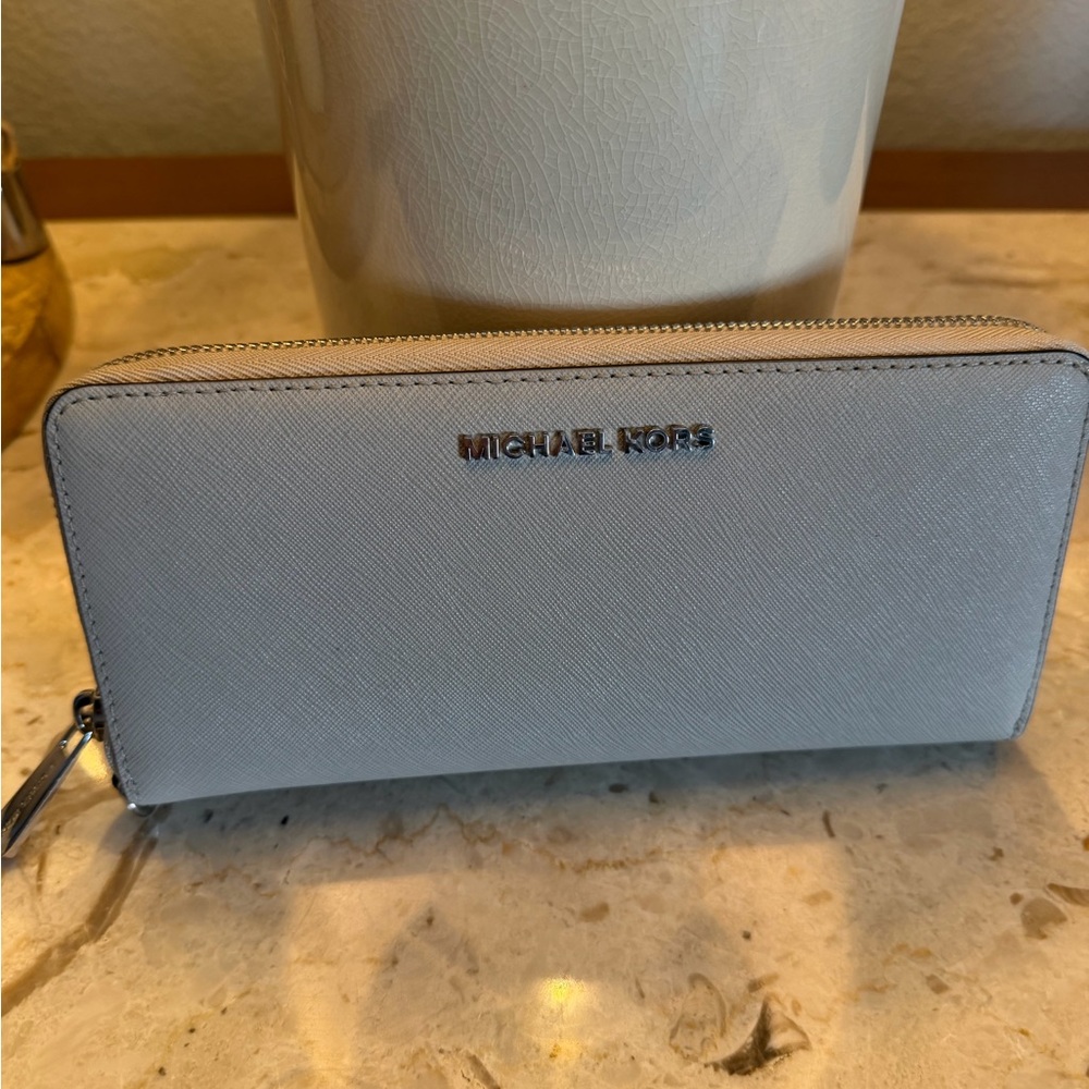 Michael Kors Silver Zip-Around Wallet